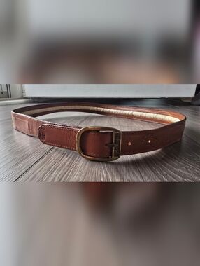 Arfango Italy Leather Belt Cognac Tan Brass Buckle Italian Designer Size 36